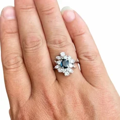 Bague fleur saphir et diamants