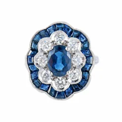 Bague Fleur Saphirs Diamants