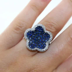 Bague Fleur saphirs diamants