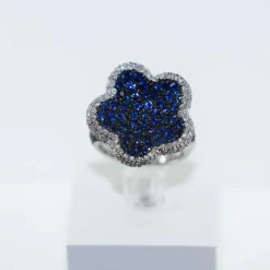 Bague Fleur saphirs diamants