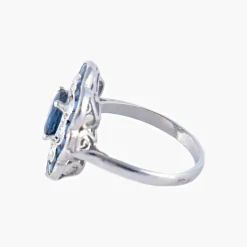Bague Fleur Saphirs Diamants