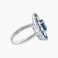 Bague Fleur Saphirs Diamants