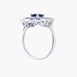 Bague Fleur Saphirs Diamants