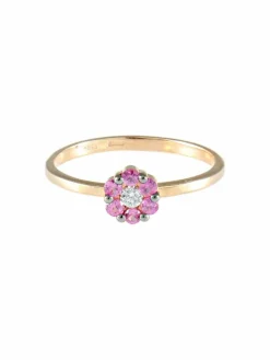 Bague Fleur Saphirs roses