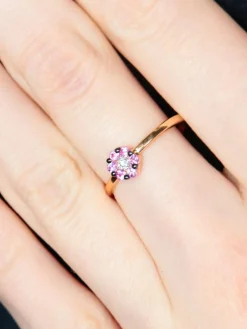 Bague Fleur Saphirs roses