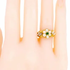 Bague Fleurs émeraude, perles