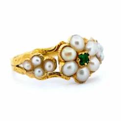 Bague Fleurs émeraude, perles