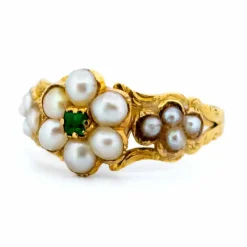 Bague Fleurs émeraude, perles
