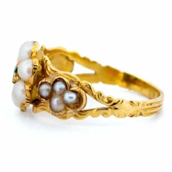 Bague Fleurs émeraude, perles