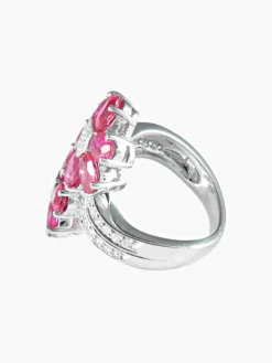 Bague Fleurs Rubis Diamants