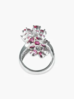 Bague Fleurs Rubis Diamants