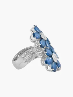 Bague Fleurs Saphirs Diamants