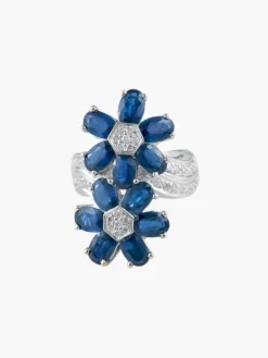 Bague Fleurs Saphirs Diamants
