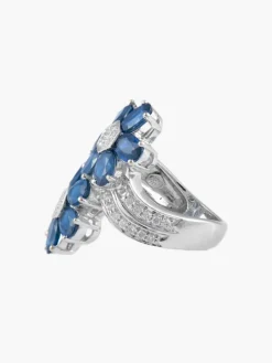 Bague Fleurs Saphirs Diamants