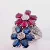 Bague Fleurs toi et moi saphir rubis