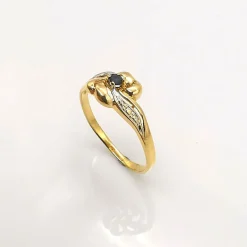 Bague florale or et saphir