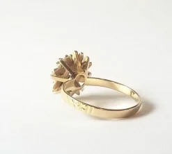 Bague florale or jaune diamants