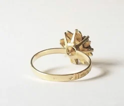 Bague florale or jaune diamants