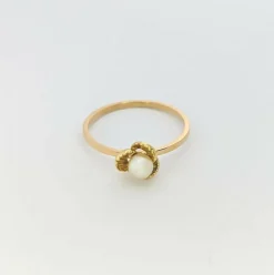Bague Florale or jaune et perle