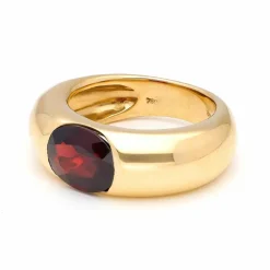Bague gitane en or jaune et grenat