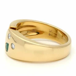 Bague gitane en or jaune 18 carats avec diamants, émeraude et saphir 16771-9001