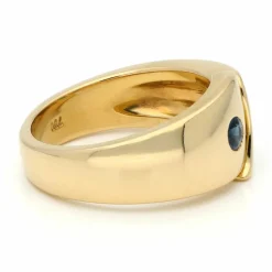 Bague gitane en or jaune 18 carats avec diamants, émeraude et saphir 16771-9001