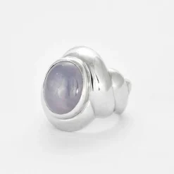 Bague godron or blanc saphir étoilé