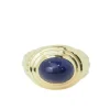 Bague godronnée en or jaune et cabochon Lapis Lazuli