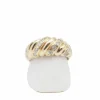 Bague godronnée or jaune 750 et diamants