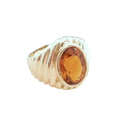 Bague godronnée or jaune Citrine Madère