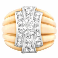 Bague Godronnée or jaune diamants
