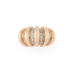 Bague godronnée or rose, platine, diamants
