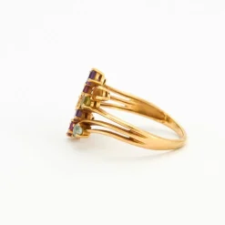 Bague Godrons Péridots, Aigue-Marines, Améthystes et Citrines