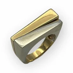 Bague géométrique deux ors