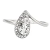 Bague goutte or gris et diamants