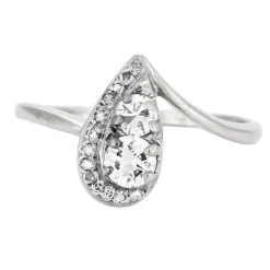 Bague goutte or gris et diamants