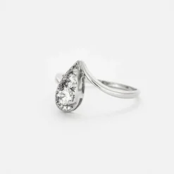 Bague goutte or gris et diamants