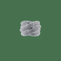 Bague grande en or blanc et diamants