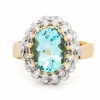Bague grappe de diamants aigue-marine