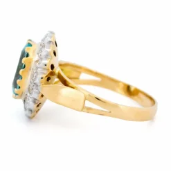 Bague grappe de diamants aigue-marine
