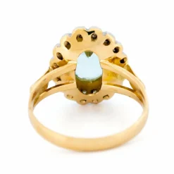 Bague grappe de diamants aigue-marine
