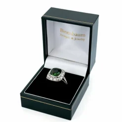 Bague grappe de diamants et tourmaline en platine