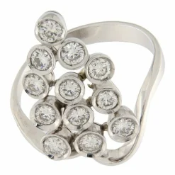 Bague Grappe or blanc Diamants