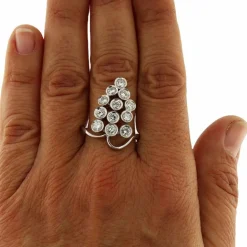 Bague Grappe or blanc Diamants