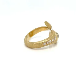 Bague gravée de serpent enroulé de diamant antique