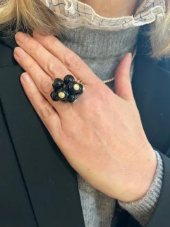 Bague Grelots onyx et diamants