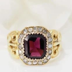 Bague Grenat & diamants