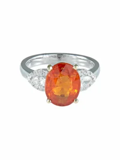 Bague Grenat Mandarin Diamants