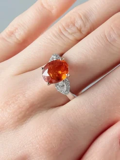 Bague Grenat Mandarin Diamants