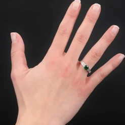 Bague grenat tsavorite et diamants princesse